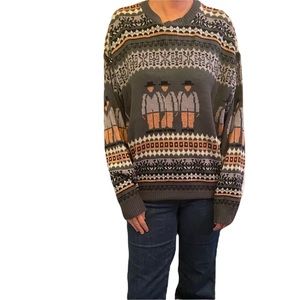 Vintage novelty print sweater missing size tag see measurements